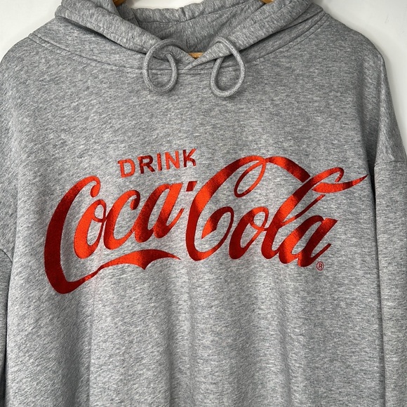 H&M Coca Cola Hoodie Sweatshirt Womens Size XXL Gray Adjustable Hood - Picture 6 of 7